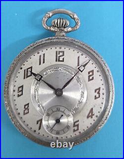 Vintage RECORD WATCH CO. SWISS Silveroid Case POCKET WATCH 6 Jewels Ticking
