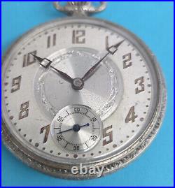 Vintage RECORD WATCH CO. SWISS Silveroid Case POCKET WATCH 6 Jewels Ticking