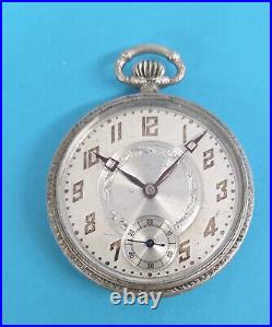 Vintage RECORD WATCH CO. SWISS Silveroid Case POCKET WATCH 6 Jewels Ticking