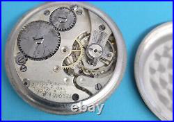 Vintage RECORD WATCH CO. SWISS Silveroid Case POCKET WATCH 6 Jewels Ticking