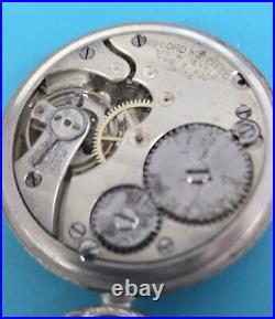 Vintage RECORD WATCH CO. SWISS Silveroid Case POCKET WATCH 6 Jewels Ticking