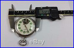 Vintage Rare Bonheur Brevet Honestus Enameled Dial Pocket Watch with Silver Case