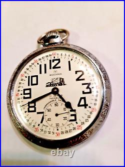 Vintage Rodania Pocket Watch Swiss with Train Locomotive Case