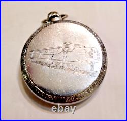 Vintage Rodania Pocket Watch Swiss with Train Locomotive Case