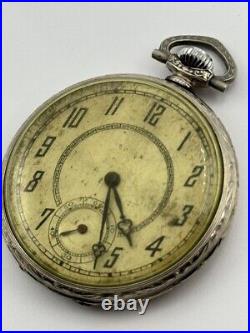 Vintage Rolex Pocket Watch White Gold Filled Case