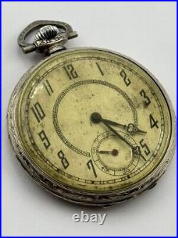 Vintage Rolex Pocket Watch White Gold Filled Case