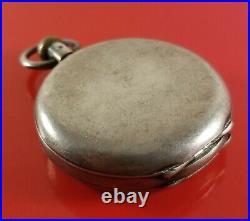 Vintage Silver Case Swiss Pocket Watch With Matching #'s 11780 Pin Set 50 mm Dia