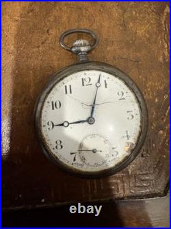 Vintage Sterling Silver Pocket Watch Dennison Case Swiss 15 Jewels Parts/Repair