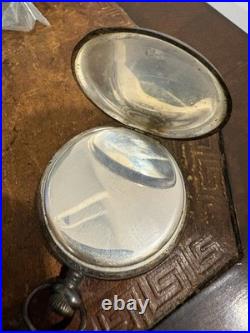 Vintage Sterling Silver Pocket Watch Dennison Case Swiss 15 Jewels Parts/Repair