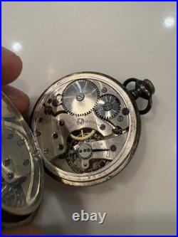 Vintage Sterling Silver Pocket Watch Dennison Case Swiss 15 Jewels Parts/Repair