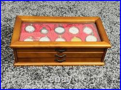 Vintage Style Pocket Watch 30pcs Set Wooden Case Display Box Unused