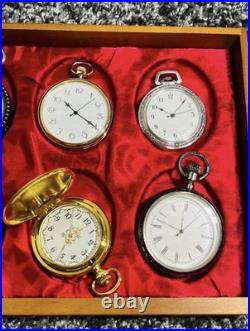 Vintage Style Pocket Watch 30pcs Set Wooden Case Display Box Unused