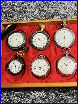 Vintage Style Pocket Watch 30pcs Set Wooden Case Display Box Unused
