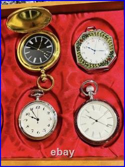 Vintage Style Pocket Watch 30pcs Set Wooden Case Display Box Unused