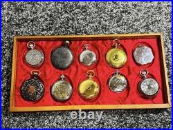 Vintage Style Pocket Watch 30pcs Set Wooden Case Display Box Unused
