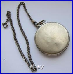 Vintage Swiss ARISTON Pocket Watch Rare Interesting Mechanism Nickel Case 1.84in