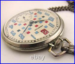 Vintage Swiss ARISTON Pocket Watch Rare Interesting Mechanism Nickel Case 1.84in