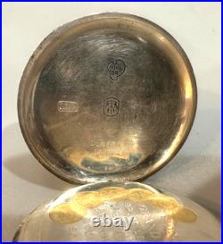 Vintage Swiss Niello Silver Gold Inlayed Hunter Case Pocket Watch 48mm