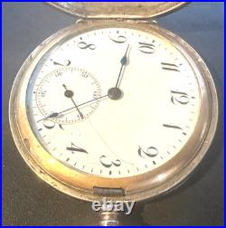 Vintage Swiss Niello Silver Gold Inlayed Hunter Case Pocket Watch 48mm