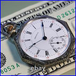 Vintage Swiss Pocket Watch Imperial Mens 7 Jewels Perfect Enamel Dial, Nice Case