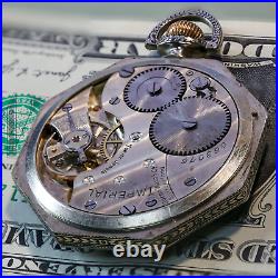 Vintage Swiss Pocket Watch Imperial Mens 7 Jewels Perfect Enamel Dial, Nice Case