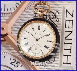 Vintage Swiss Zenith Pocket Watch Agate Stone Case 50.7 mm with Enamel Dial Rare