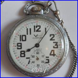 Vintage Villereuse 17j Mens Stainless Steel Pocket Watch Railroad Case Runs