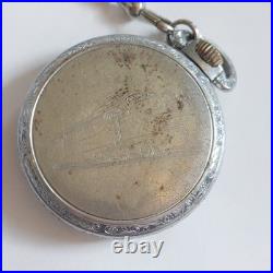 Vintage Villereuse 17j Mens Stainless Steel Pocket Watch Railroad Case Runs