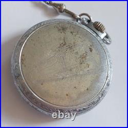 Vintage Villereuse 17j Mens Stainless Steel Pocket Watch Railroad Case Runs