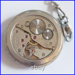 Vintage Villereuse 17j Mens Stainless Steel Pocket Watch Railroad Case Runs