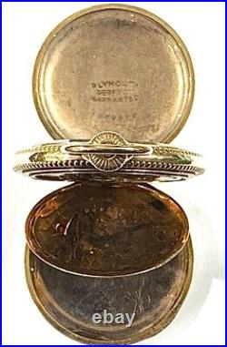 Vintage Waltham Plymouth Perfect 15 Jewel Hand Engraved Pocket Watch Hunter Case