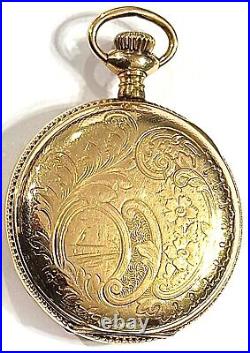 Vintage Waltham Plymouth Perfect 15 Jewel Hand Engraved Pocket Watch Hunter Case