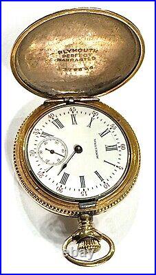 Vintage Waltham Plymouth Perfect 15 Jewel Hand Engraved Pocket Watch Hunter Case