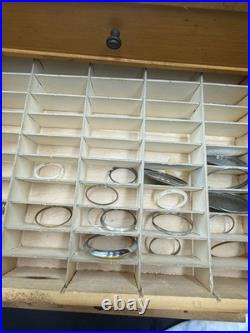 Vintage Watchmakers Cabinets Two 3 Drawer With Wristwatch Pocket watch Pieces