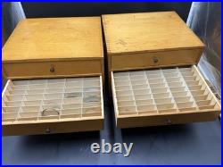 Vintage Watchmakers Cabinets Two 3 Drawer With Wristwatch Pocket watch Pieces