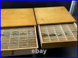 Vintage Watchmakers Cabinets Two 3 Drawer With Wristwatch Pocket watch Pieces