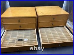 Vintage Watchmakers Cabinets Two 3 Drawer With Wristwatch Pocket watch Pieces