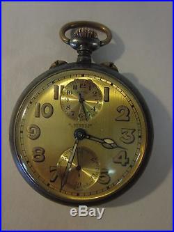 Vintage Zenith E. GUBELIN LUCERNE Tandem Wind Alarm Pocket watch in steel case