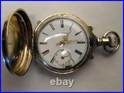 Vintage unusual full hunter Dueber case Stanley pocket watch, working