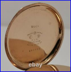 Vtg 1920s Waltham USA Dennison Moon Cased Gold Plated Full Hunter Pocket Watch