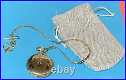 Vtg 1980s Kaltron Pocket Watch Hunter Case Swiss Made 17 J nautical Fob Working
