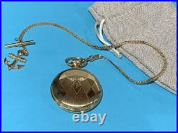 Vtg 1980s Kaltron Pocket Watch Hunter Case Swiss Made 17 J nautical Fob Working
