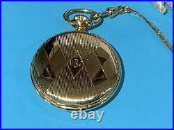 Vtg 1980s Kaltron Pocket Watch Hunter Case Swiss Made 17 J nautical Fob Working
