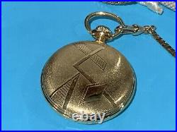 Vtg 1980s Kaltron Pocket Watch Hunter Case Swiss Made 17 J nautical Fob Working
