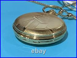 Vtg 1980s Kaltron Pocket Watch Hunter Case Swiss Made 17 J nautical Fob Working