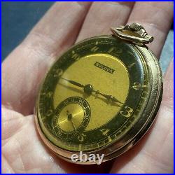 Vtg Bulova Pocket Watch 15 Jewel Art Deco 10k Rolled GP Case Manual Works