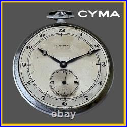 Vtg Cyma Art Deco Nickel Plated Case Two Tone Dial Working 1930#0031