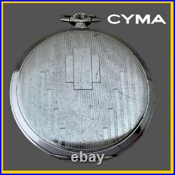 Vtg Cyma Art Deco Nickel Plated Case Two Tone Dial Working 1930#0031