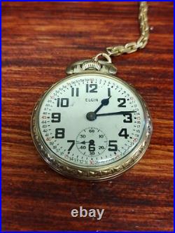 Vtg Elgin Grade 755 Size 16s 17 Jewel France Pocket Watch in 10k Gold Plate Case