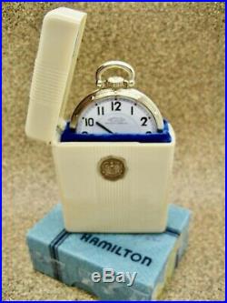 Vtg Hamilton 950b Pocket Watch With Bakelite Case & Box In Great Condition